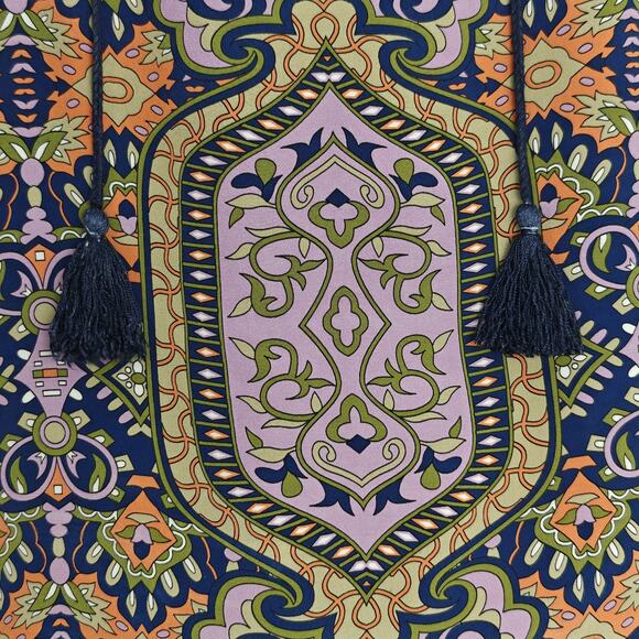 Tolani Tessa Silk Tunic Dress Size Small Tasseled V-Neckline 3/4 Sleeves Boho - Picture 4 of 11